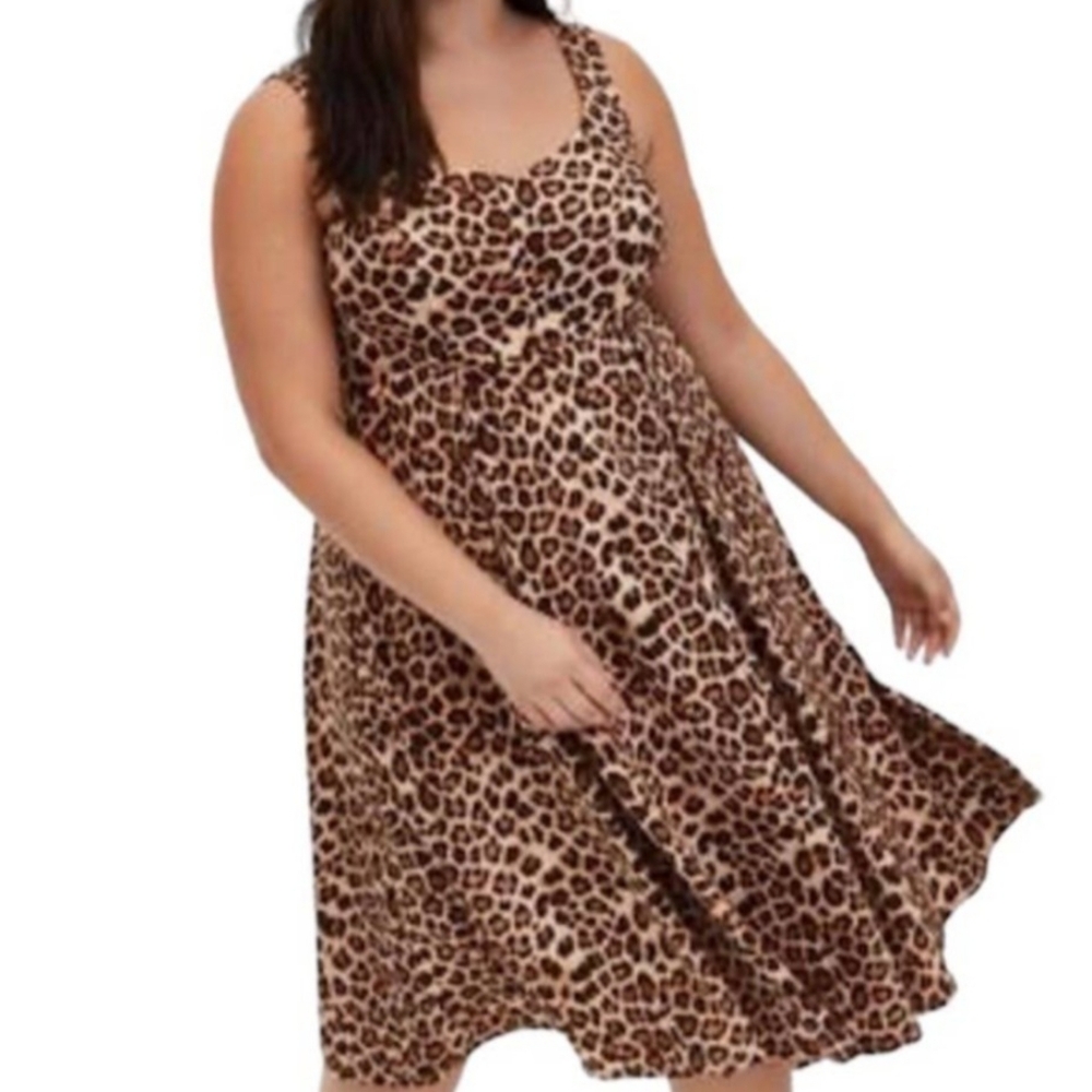 Torrid Scuba Leopard Sleeveless Skater Dress